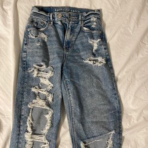 distressed american eagle stretch jeans size 0